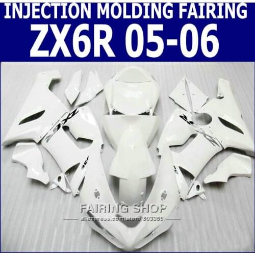 All white Fairings zx6r 2005 06 Fairing kit For Kawasaki NINJA ZX 6R 05 2006 Injection mold +7gifts p66