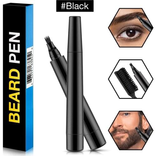 Beard Filling Pen Brush Kit Waterproof 4-Tip Pencil Filler Salon Hair Styling Eyebrow Makeup Tool for Men
