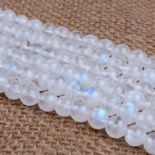 Natural Round A-AA Blue Moonstone Gemstone Loose Beads 5 6 6.5 7 8mm For Necklace Bracelet DIY Jewelry Making 15inch Strand