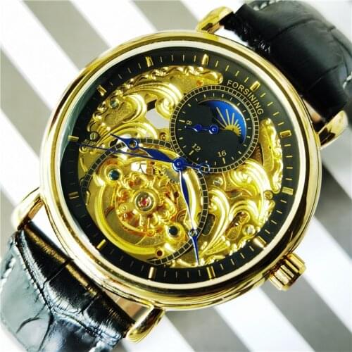 Forsining 2020 Luxury Skeleton Clock Male Fashion Blue Hands Waterproof Automatic Mechanical Watches For Men Relogio Masculino