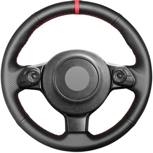 Black Artificial Leather Red Marker Soft Car Steering Wheel Cover for Toyota 86 2016-2019 Yaris 2016-2019 Subaru BRZ 2016-2019