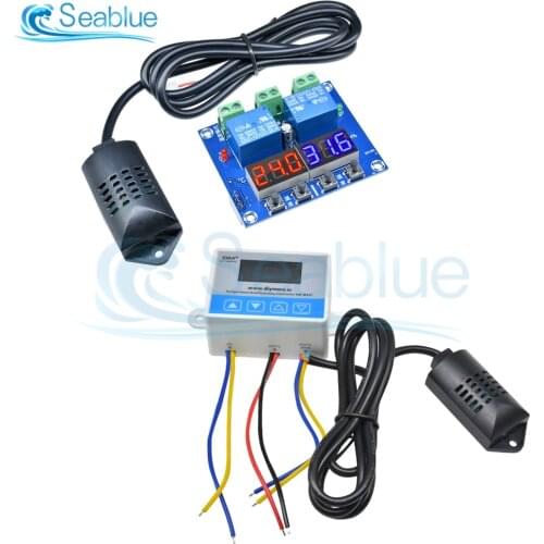 DM-M452 LED Digital Thermostat Temperature Humidity Control DC 12V Thermometer Hygrometer Controller Relay Module AM2301 Probe