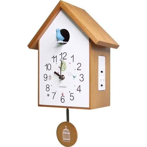 Wood European Cuckoo Pendulum Wall Clock Vintage House Simple Living Room Home Fashion Hourly Time Wall Clocks Decorative C6T