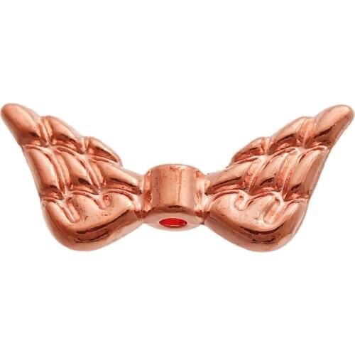 DoreenBeads Zinc Based Alloy Rose Gold Spacer Beads Wing DIY Components 19mm( 6/8") x 8mm( 3/8"), Hole: Approx 1.5mm, 50 PCs