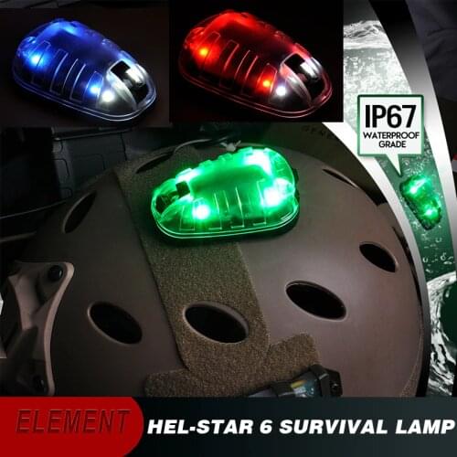 Element Airsoft Helmet Flashlight HEL-STAR 6 Signal Strobe Green Red Blue White IR Laser Mich Fast Tactical Helmet Light