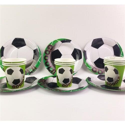 Soccer Football theme party supplies set 20pcs Cups+20pcs Plate Kids Favor Boys Happy Birthday Party Decoration