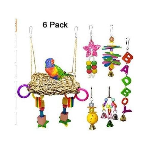 Parrot bite toy toy bird Climbing net swing 6Piece suit Color random matching
