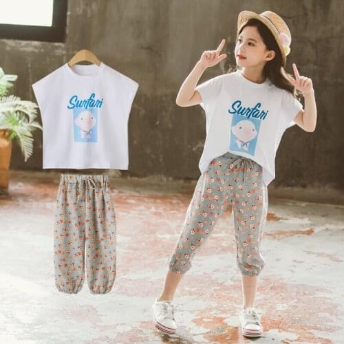 Teen Girls Clothes Summer Costumes For Girls Casual Kids Clothes Shirt+Pants 2 Pcs Children Girls Clothing 4 6 8 10 11 12 Years