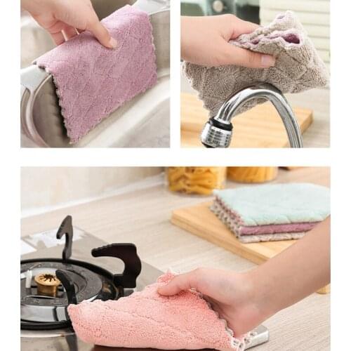 Kitchen Towel Cleaning Cloth Nonstick Oil Coral Velvet Hanging Hand Towels Dishclout Washing Windows Car Floor Home Clean U3