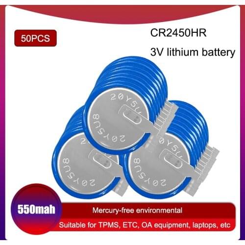 50PCS New Original E high-temperature lithium manganese dioxide battery CR2450HR CR2450 2450 3V lithium batteries