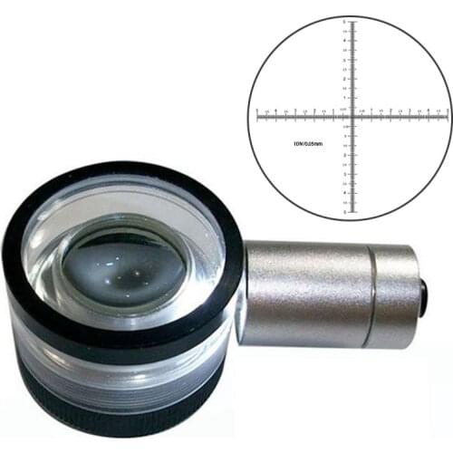 30X 0.05mm/10mm Division Antireflection Film Lens Magnifier Flat-Field Achromatic Magnifying Glass Loupe with Micrometer