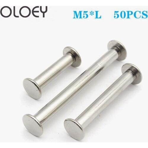 M5*4/5/6/8/10/12/15/16mm Nickel Plated Iron Rivet Book Picture Binding Screw Nail Recipes Albums Butt Rivet Leaflet 50PCS