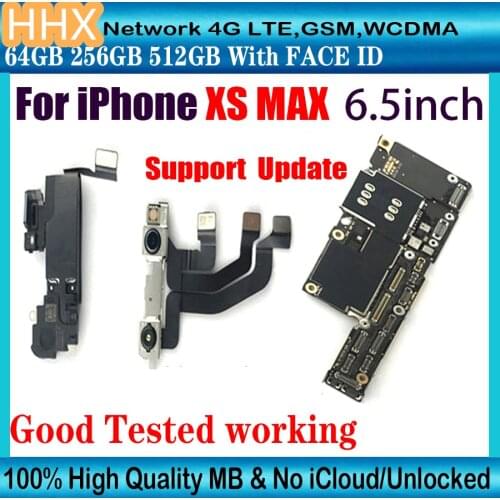 For iPhone XS MAX Motherboard With Face ID 64GB 256GB 512GB,100% Original Unlocked Logic board With IOS System Support Update