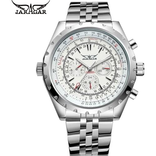 Fashion Automatic White Men Mechanical Watch 6 Hands Date Day Stainless Steel Belts Business Dress Wrist-Watch Erkek Kol Saati