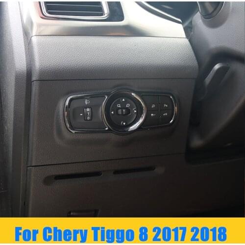 Interior Mouldings Car Headligth switch frame Stainless steel Decoration Cover Stickers for Cherry Tiggo 8 2017 2018