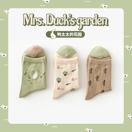 2020 Caramella Duck Pattern Women Socks 3pairs/lot Women Socks Cotton Winter Sock Funny Short Socks Sweet Mid Crew Female Sock