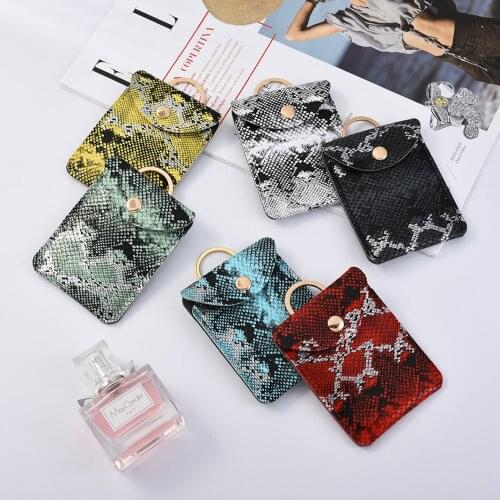 2021 New Fashion Multiful Snake Keychain Key And Card Wallet PU Leather Coin Purse With Matching Wristlet Bag For Women Girls