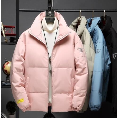 2021 NEW Mens Winter Warm Parkas Man Down Jacket Stand Collar Bread coats Oversized Outwear Male Clothes