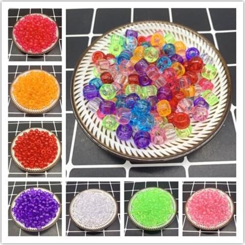 New 50Pcs 6x8mm Round Big Hole Transparent Plastic Spacer Loose Beads for Jewelry Making DIY Handmade Accessories