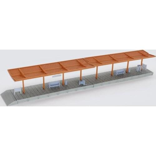 Outland Models Train Station Passenger Platform with Accessories (Full-Covered) 1:220 Z Scale Railway Scenery