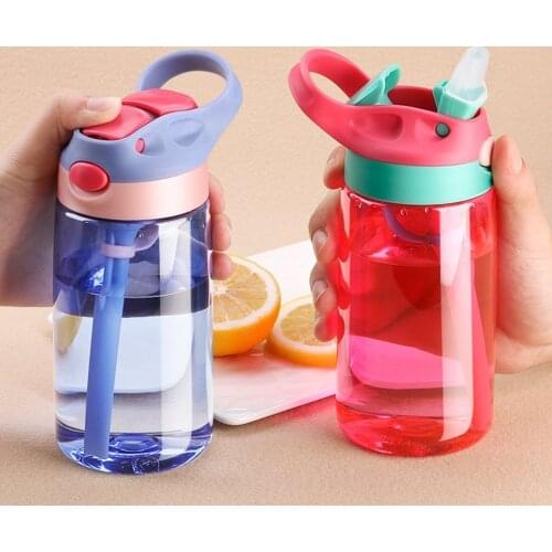 Plastic Water Bottle For Children With Straw Kitchen Cute Simple Drink Cup Creative Handy Cup Duckbill Cup Drink Bottle Kids