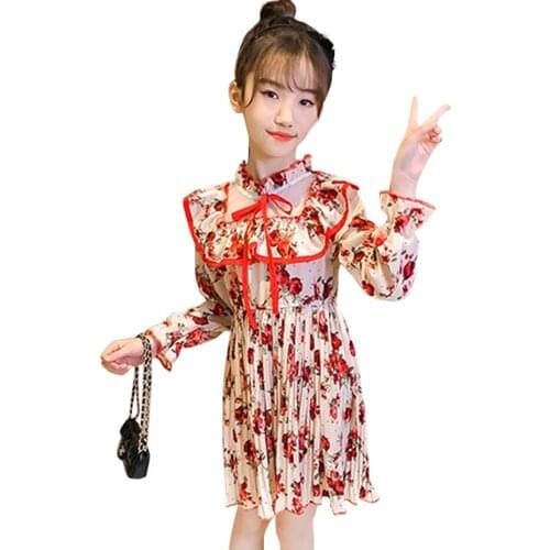 Girls Dress Rose Floral Girl Child Dress 2021 New Children Party Dresses Casual Style Clothes For Girls 6 8 10 12 14