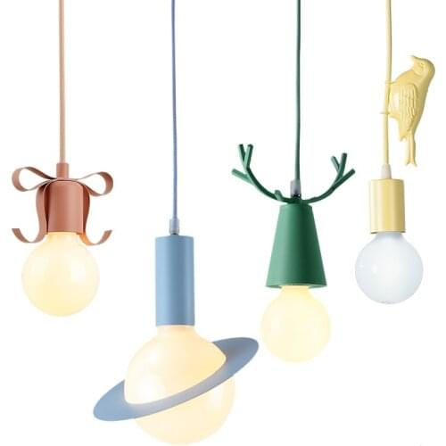 Nordic lamps modern simplicity childrens room creative living room dining room macaron pendant light antlers bar hanging lamp