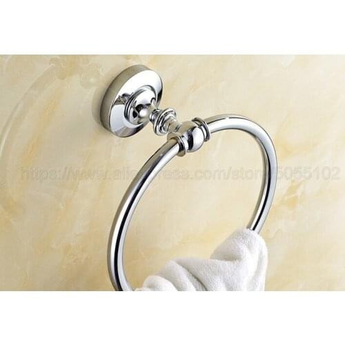 Polished Chrome Wall Mounted Towel Ring Bath Towel Holder Bathroom Accessories Bath Hardware zba805
