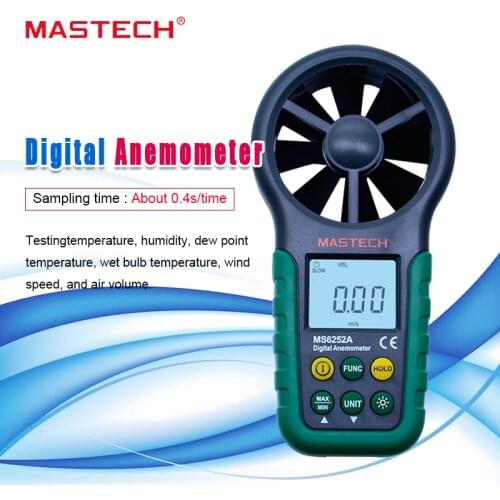 MASTECH MS6252A Handheld Digital Anemometer Wind Speed Meter Air Flow Tester Air Volume Measure TM