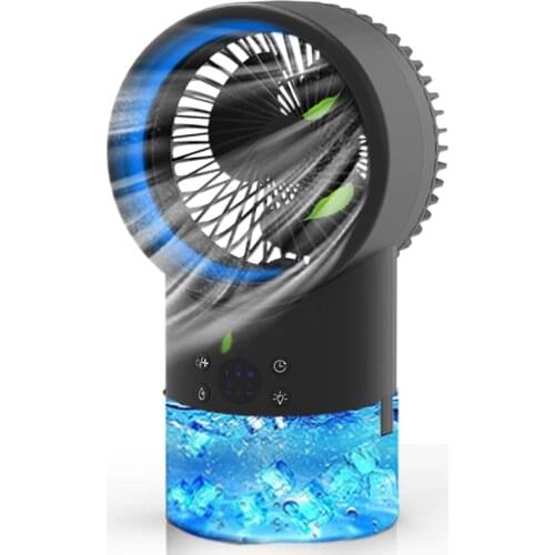 Portable Air Conditioner Cool Mist Humidifier Fan,4In1 Timing Night Light Quiet Small Table Fans for Home Office