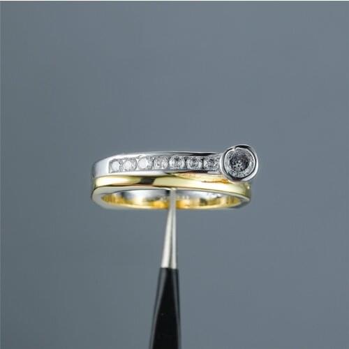 Simple Female White Crystal Stone Ring Luxury Gold Silver Color Wedding Ring Charm Bridal Round Engagement Rings For Women