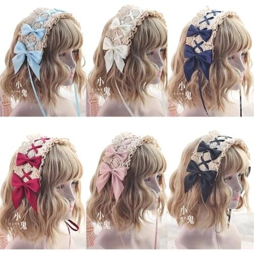 Multicolor Vintage Japanese Lolita Girl Headband Lace Bowknot Headwear Cosplay Princess Hair band Hairpin Hair Accessories