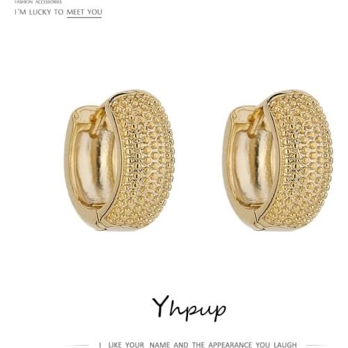 Yhpup Fashion Circle Round Chunky Hoop Earrings for Women Minimalist Geometric Metal Earrings Jewelry Bijoux Femme Accessories