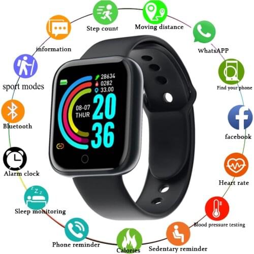 Y68 Smart watch men Sport Bluetooth Smart Band women Heart Rate Monitor Blood Pressure Fitness Tracker Bracelet for Android IOS