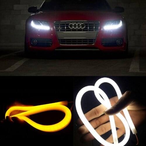 TPTOB Angel Eyes Turn SignalLights LED Car Styling Universial DRL Flexible Tube Strip Daytime Running White Yellow
