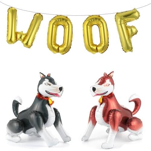 Husky Dog birthday balloons WOOF letter balloon pet products birthday party supplies animal safari party decor kids toys