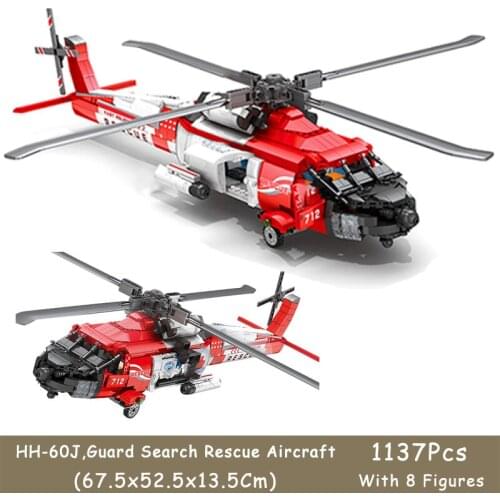 World Famous Combat Aircraft Military Series HH-60J Guard Search Rescue Aircraft High-Tech Air Fighter Aviation Building Blocks