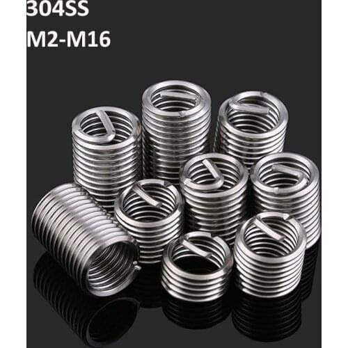 Heli-Coil inserts 304 Stainless Steel thread insert screw sleeve Bushing Coiled Wire Self Tapping Thread Repair Tools M2-M16