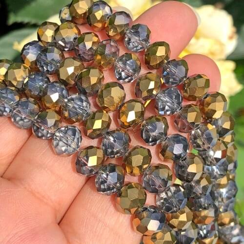 High Quality Half Gold Austrian Crystal Glass Bead Faceted Rondelle Loose Spacer Beads For Jewelry Making Diy Bracelet 4/6/8MM