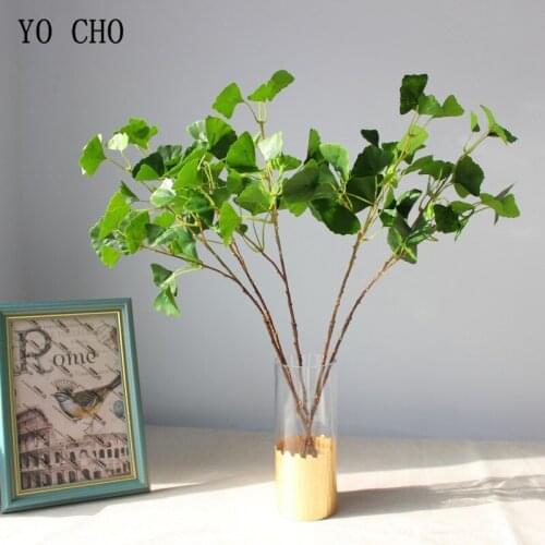 YO CHO DIY Wedding Bouquet Artificial Ginkgo Leaf 3 Forks Maidenhair Tree Handmade Plant Flower Arrangement Supply Ginkgo Biloba