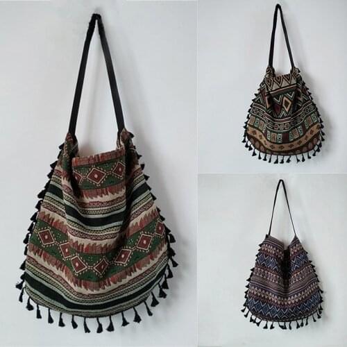New Vintage Bohemian Fringe Shoulder Bag Women Tassel Boho Hippie Gypsy Fringed Womens Handbags Open Bag Bags