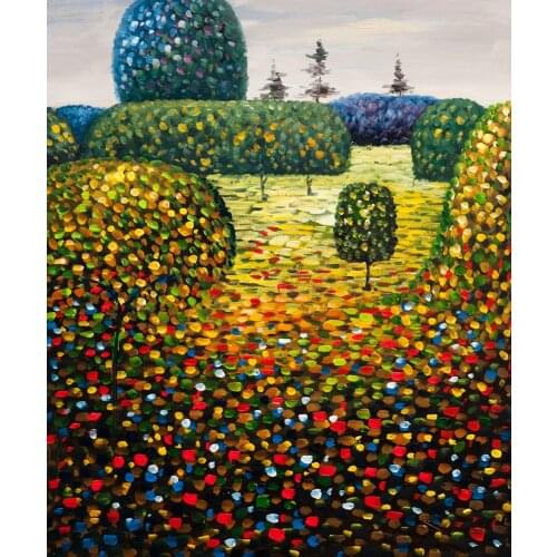 Famous Landscape Painting Reproduction Field of Poppies, 1907 by Gustav Klimt Decorative Oil Painting for Living Room