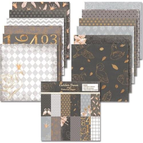 Golden swan style Scrapbooking paper pack of 24 sheets handmade craft paper craft Background pad