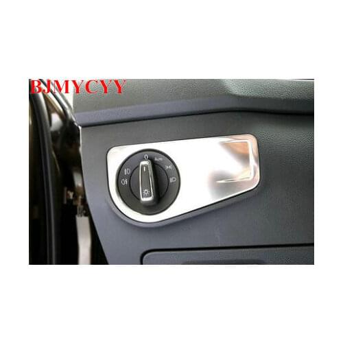 BJMYCYY 1PCS Stainless steel decoration sequins automobile headlight switch knob For Volkswagen Tiguan 2017 Tiguan L