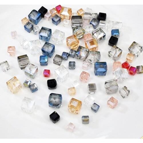 10pcs Crystal Glass Loose Beads 6/8/10MM Square Beads Hand Beading DIY Earrings Bracelet Necklace Jewelry Accessories Materials