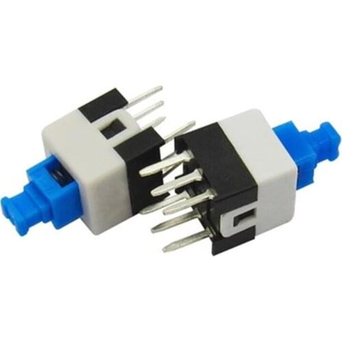 100pcs 7X7mm 7*7mm 6Pin Push Tactile Power Micro Switch Self lock On/Off button Latching switch