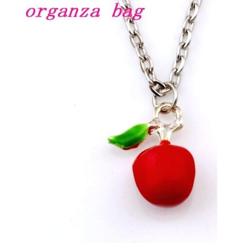 15pcs Red Enamel Apple Alloy Charm Pendant Necklaces 23.6inches 15x18mm Pendant A-523d