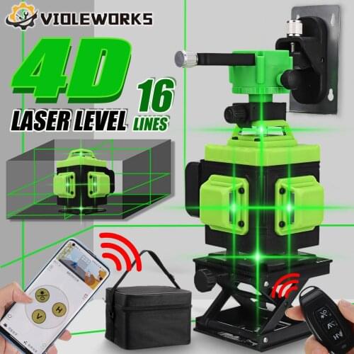 16 Lines 4D Laser Level APP Control Self-Leveling 360 Horizontal And Vertical Cross Super Powerful Green Laser Level EU Plug