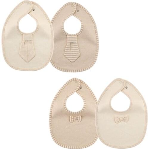 2 Pcs Infant Solid Color Bib Cravat Feeding Burp Cloth Three-layer Waterproof Comfortable Cotton Saliva Towel Tie bib for 0-36M