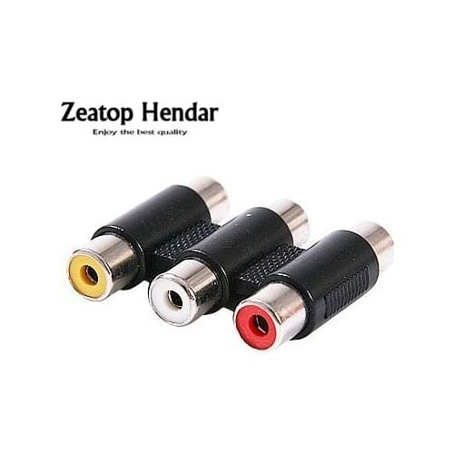 2pcs 3 Way RCA Female Jack to 3 RCA Female Jack Connector AV Coupler Cable Adapter